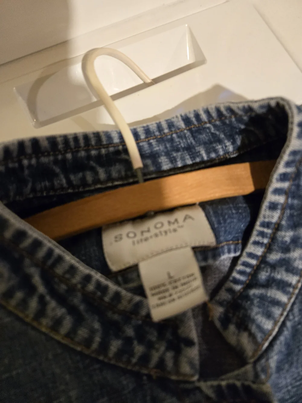 Women's Sonoma Blue Collarless Denim Jacket.